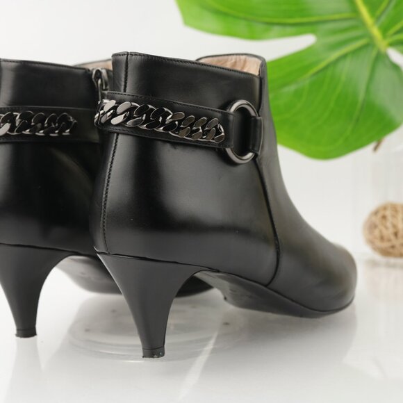 Aquatalia Womens Selina Boot Size 9 Black Pointed Kitten Heel Bootie Chain Link - Picture 4 of 11